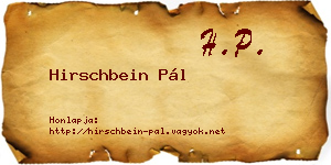 Hirschbein Pál névjegykártya